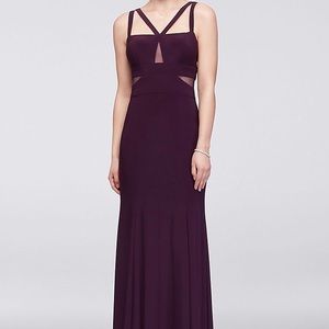 Strappy matte jersey cut out long gown